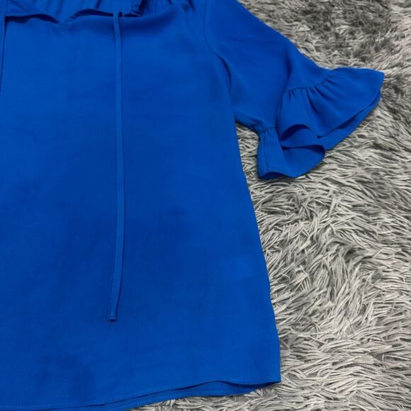 Cece Royal Blue Split Neck Line Shirt Size Small - Picture 4 of 9